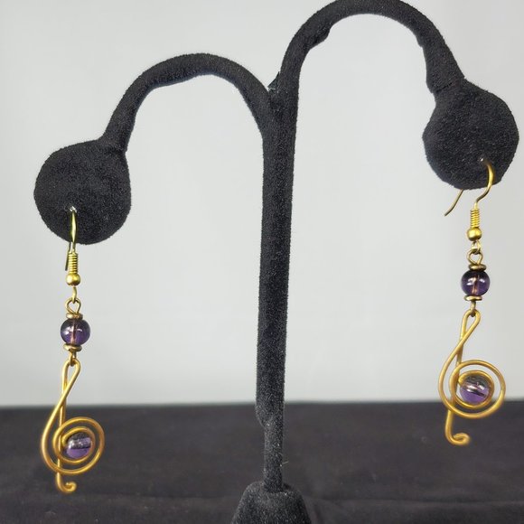 Hand Crafted Jewelry - Hand Crafted Metallic and Glass Bead Earrings